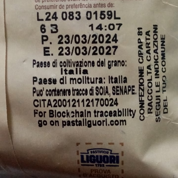 photo of Pastificio Liguori Pasta integrale bio farfalle shared by @valeveg75 on  19 Nov 2024 - review