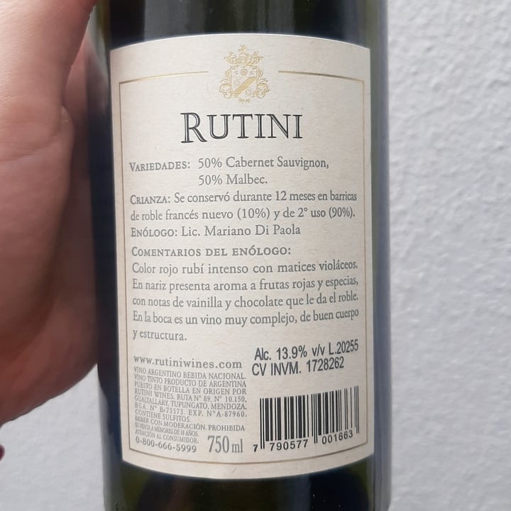photo of Rutini Rutini Cabernet - Malbec shared by @melibustos on  01 Apr 2024 - review