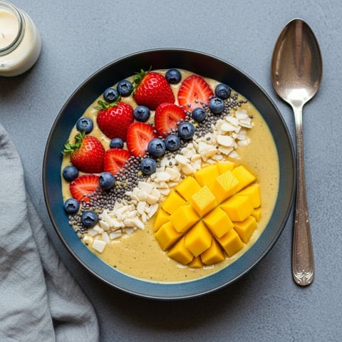 Tropical Sunrise: Quick & Easy Vegan Strawberry Mango Smoothie Bowl for a Healthy Breakfast & Dessert