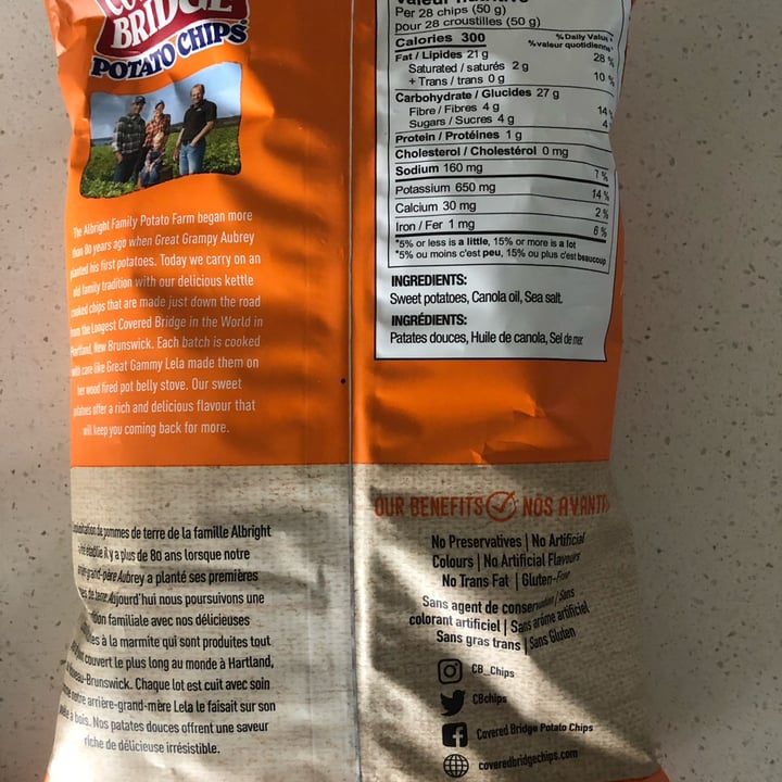 photo of Covered Bridge Sweet Potato & Sea Salt Chips shared by @sueprozak on  21 Mar 2024 - review
