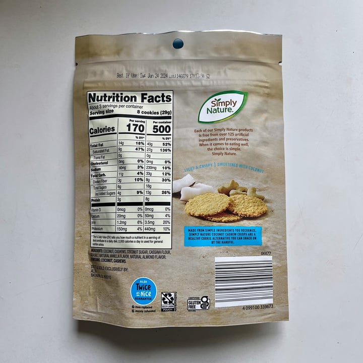 Simply Nature Coconut cashew crisps vanilla Review abillion