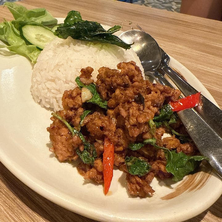 photo of SO asean Stir Fried Plant Based Meat And Holy Basil Served With Steam Rice shared by @zslim86 on  30 Sep 2025 - review