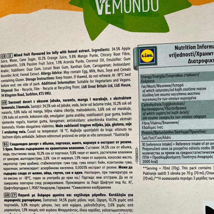 photo of Vemondo vegan frozen smoothie stick shared by @infinitelove on  10 Jun 2025 - review