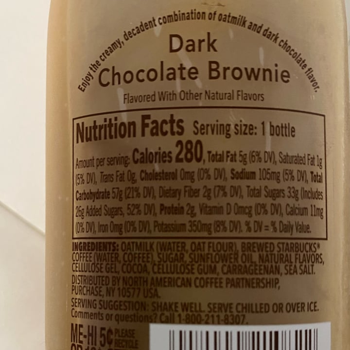 photo of Starbucks dark chocolate brownie oatmilk frappuccino shared by @friendlyvegan on  14 May 2024 - review
