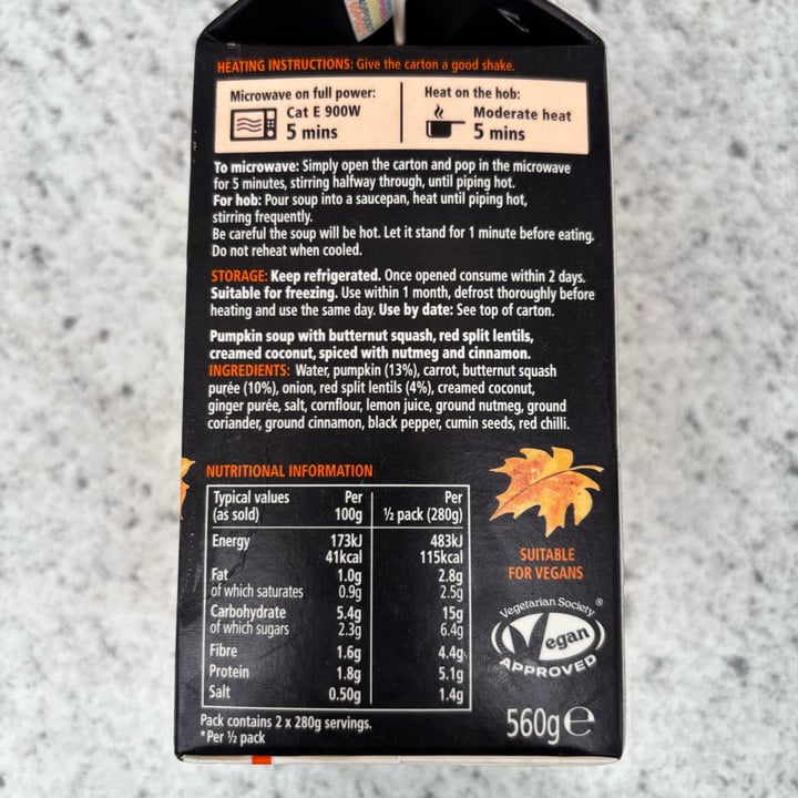 photo of New Covent Garden Soup Co Pumpkin Spice shared by @bolpar12 on  10 Nov 2024 - review