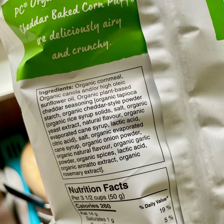 photo of President's Choice Plant-Based Cheddar Baked Corn Puffs shared by @hairyveganmonk on  24 May 2024 - review