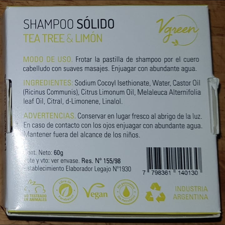 photo of Vgreen Shampoo sólido tea tree & limón shared by @aquilesjugador on  12 Mar 2025 - review