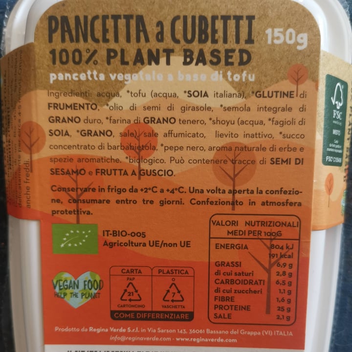 photo of Regina Verde pancetta a cubetti 100% plant based shared by @kekolove72 on  11 Apr 2024 - review