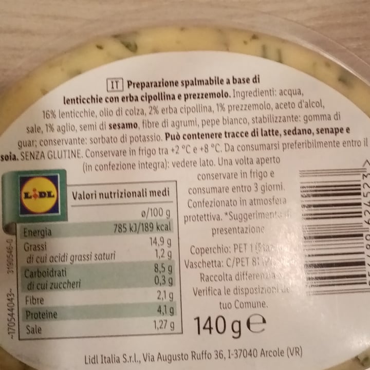 photo of Vemondo Lentil Spread Herbs shared by @valeveg75 on  18 Aug 2023 - review