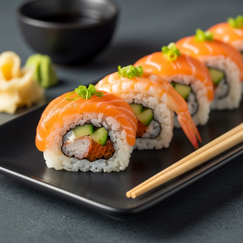 Closeup of Delicious Vegan Sushi