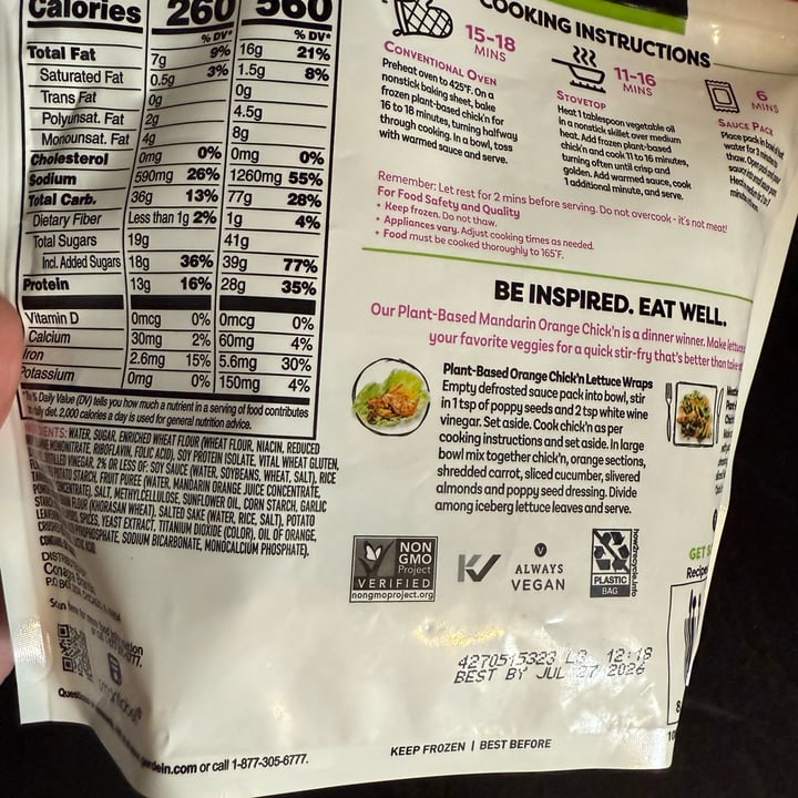 photo of Gardein Mandarin Orange Crispy Chick’n shared by @crazeedeysi on  20 Sep 2025 - review