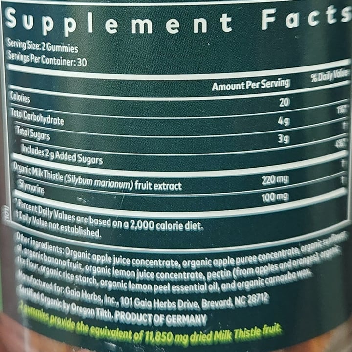 photo of Gaia herbs organic milk thistle lemon shared by @brtjohns on  05 Oct 2025 - review