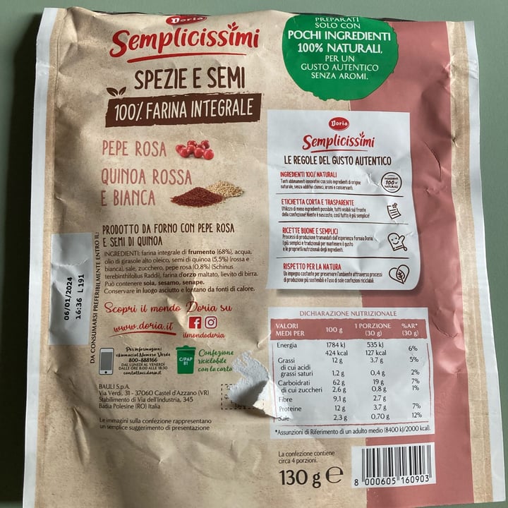 photo of I semplicissimi doria Sfoglie pepe e quinoa shared by @lucybea on  22 Sep 2023 - review