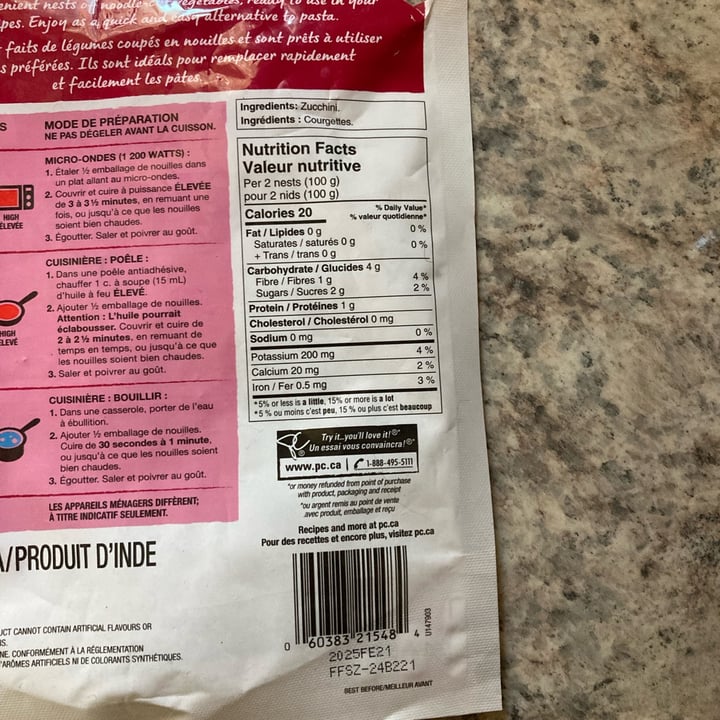 photo of President's Choice zucchini Noodles shared by @shlumpadinka on  29 Jul 2024 - review