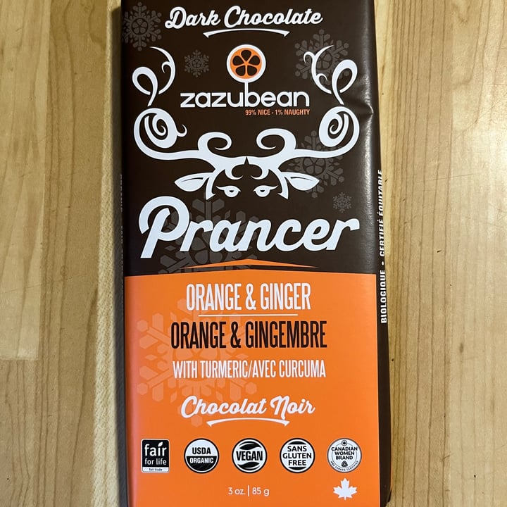 photo of Zazubean Organic Chocolates Orange and Ginger Dark Chocolate shared by @ecoveg on  10 Dec 2023 - review