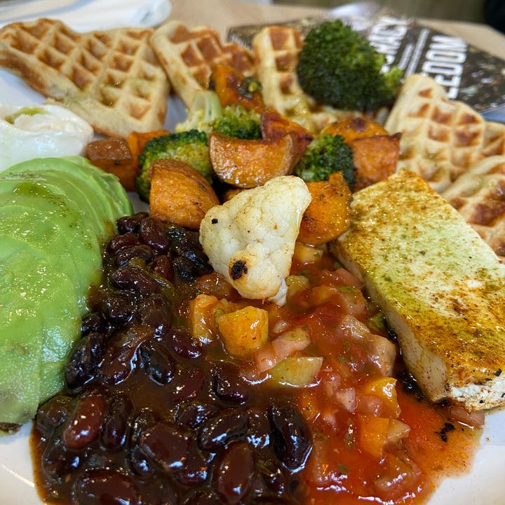 photo of Fed by plants Buckwheat waffle with grilled tofu and roast veg shared by @fxk on  21 May 2024 - review