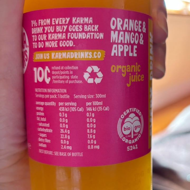 photo of Karma drinks Orange and Mango and Apple Juice shared by @rainklau on  16 Feb 2024 - review