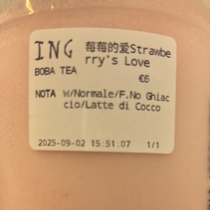 photo of ING Boba Tea Strawberry’s love shared by @acilegna on  02 Sep 2025 - review