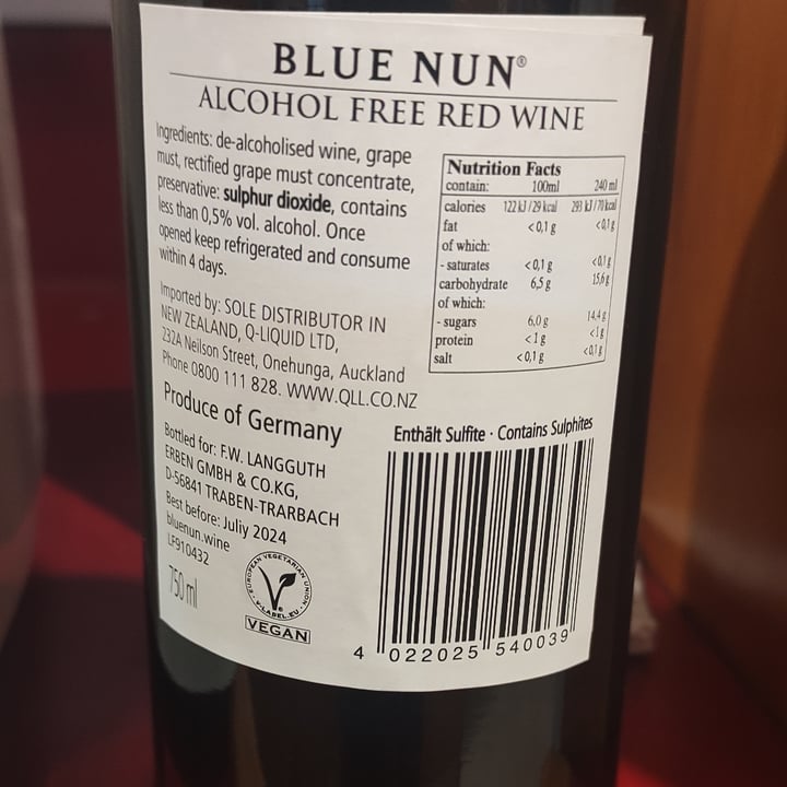 photo of Blue Nun Red wine shared by @lojo on  17 Sep 2023 - review