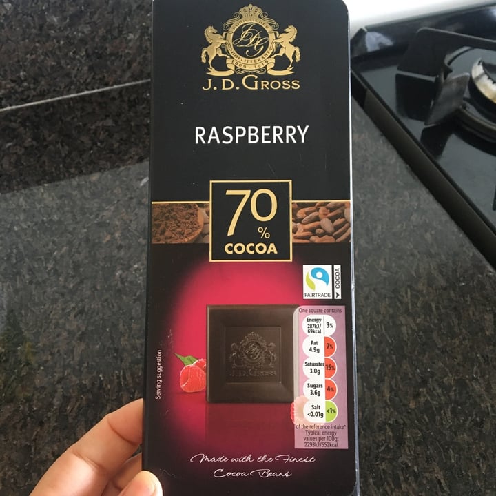 photo of J. D. Gross Raspberry Dark Chocolate 70% shared by @litarodrigues on  05 Sep 2023 - review