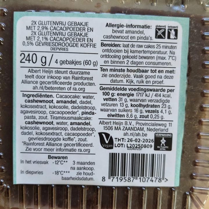 photo of Albert Heijn AH Raw cakes- cacao & tiramisu smaak shared by @nuriawashungry on  12 Sep 2025 - review