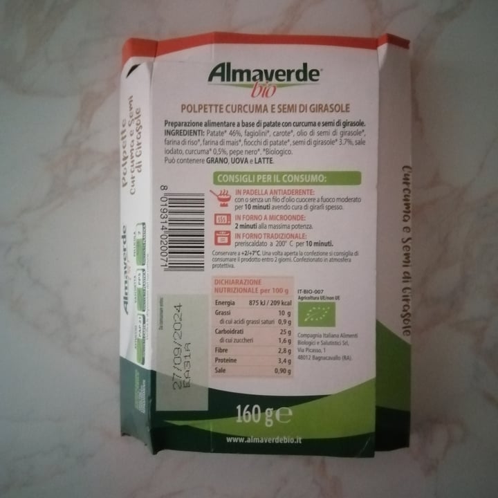 photo of Almaverdebio Polpette curcuma e semi di girasole shared by @irxkit on  03 Oct 2024 - review