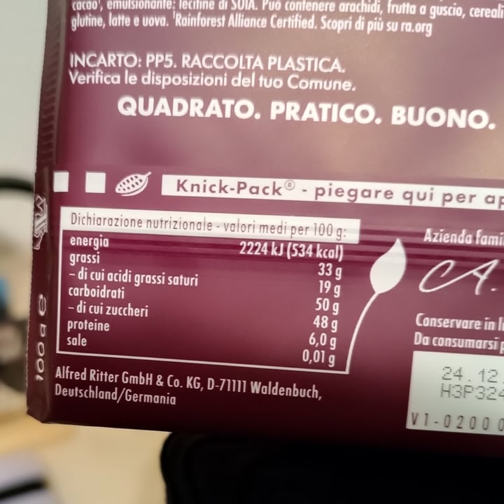 photo of Ritter Sport Fondente 50% Cacao shared by @veganfran on  29 Dec 2024 - review