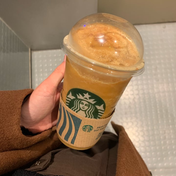 photo of Starbucks pumpkin spice frappuccino Blended Beverage shared by @veganellas on  27 Oct 2023 - review