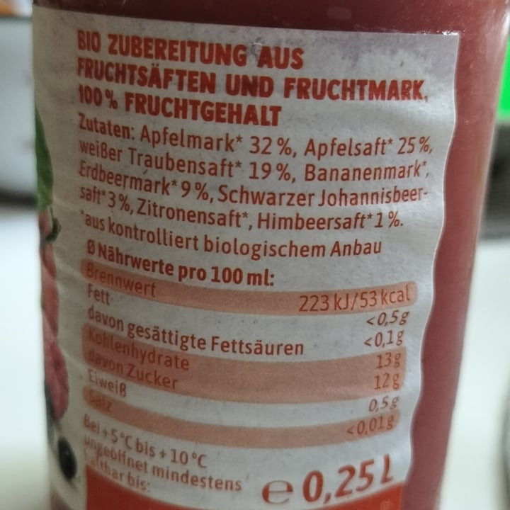 photo of Voelkel Voelkel Bio Smoothie Erdbeere & Himbeere shared by @nyssa-katie on  11 Sep 2023 - review