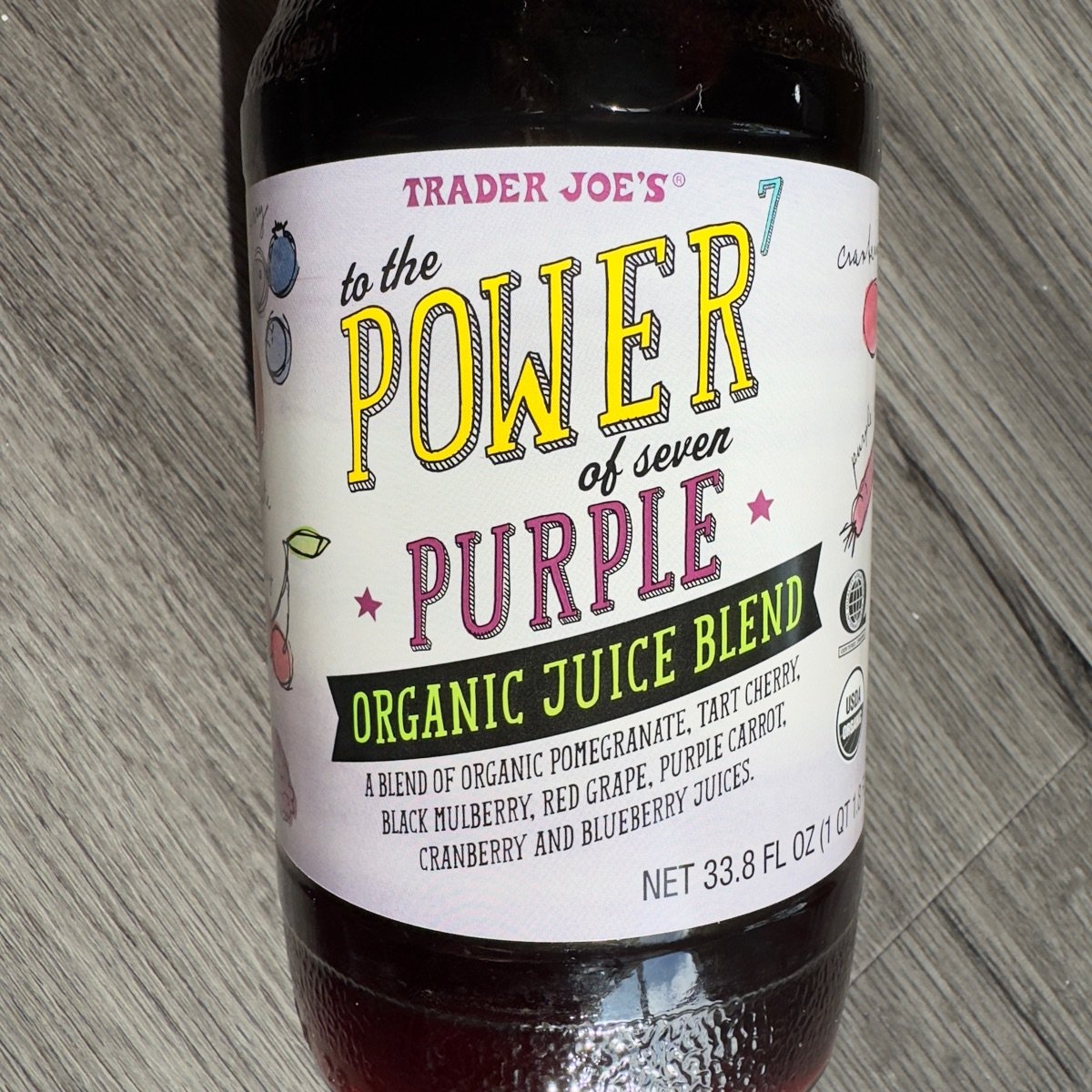 to the POWER of seven PURPLE Organic Juice Blend from Trader Joe's