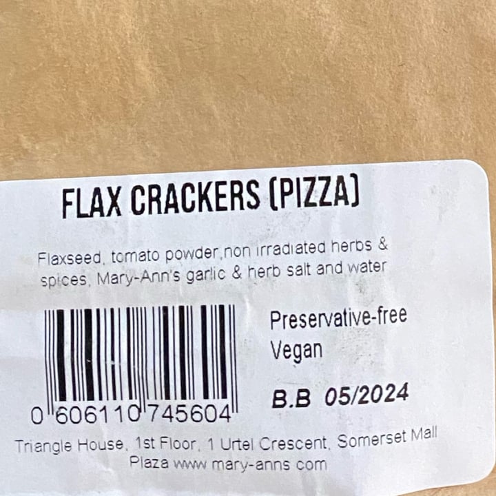 photo of Mary-Ann’s pizza spiced flaxseed crackers shared by @saveg on  15 Apr 2024 - review