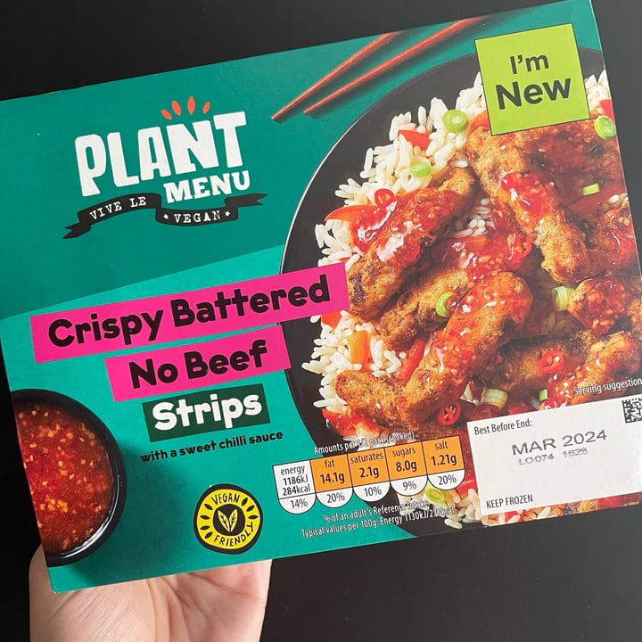 photo of Plant Menu Crispy Batter No Beef Strips shared by @annika-m on  02 Oct 2023 - review