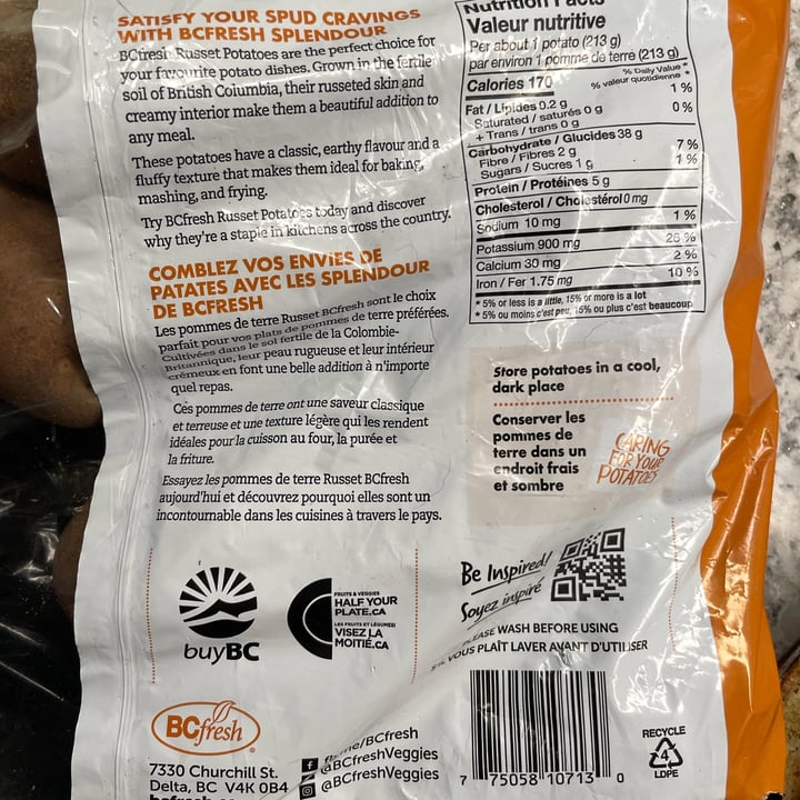 photo of BC Fresh Pacific Splendour Russet Potatoes shared by @veganvanman on  03 Mar 2025 - review