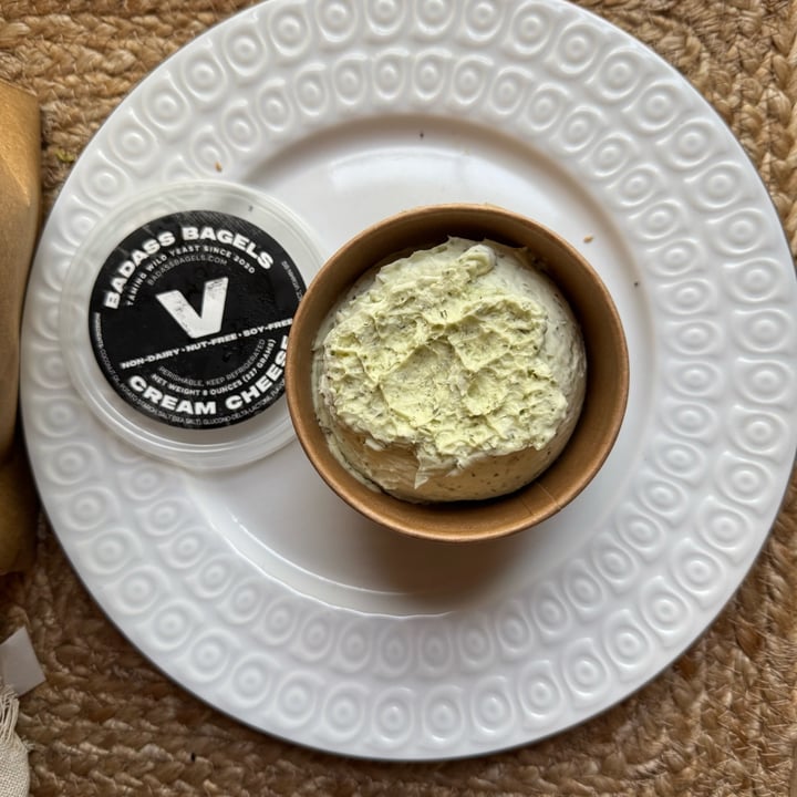 photo of Badass Bagels Rye vegan schmear (green) shared by @veganfoodcrazy on  17 Aug 2025 - review