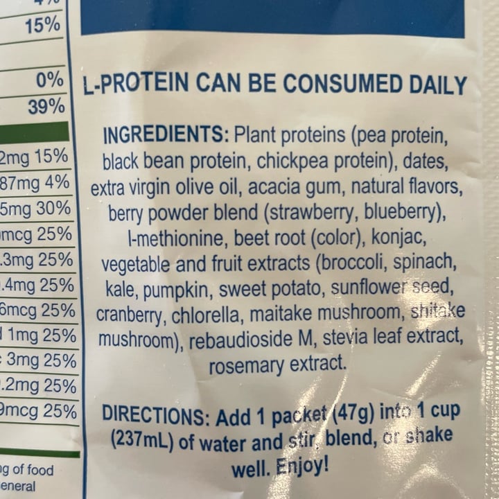 photo of Prolon L-Protein Plant-Based Protein Shake Berry Flavored shared by @veggietable on  07 Apr 2024 - review