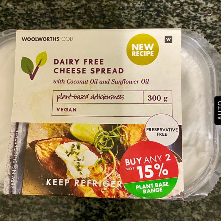 photo of Woolworths Dairy free cheese spread shared by @lindybeukes60 on  13 Sep 2024 - review