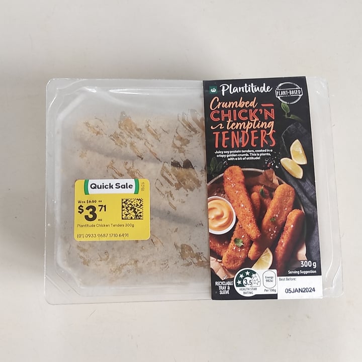 photo of Plantitude Chicken Free Crumbed Tenders shared by @jesseats on  03 Jan 2024 - review