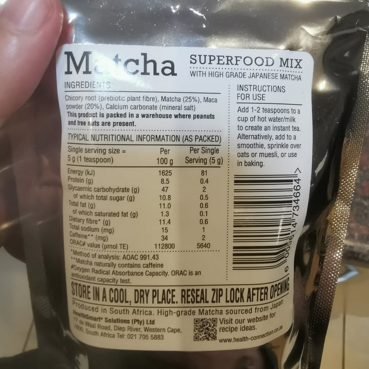 photo of Health Connection Wholefoods Superfood Mix Matcha shared by @plant-based-bianca on  05 Oct 2023 - review