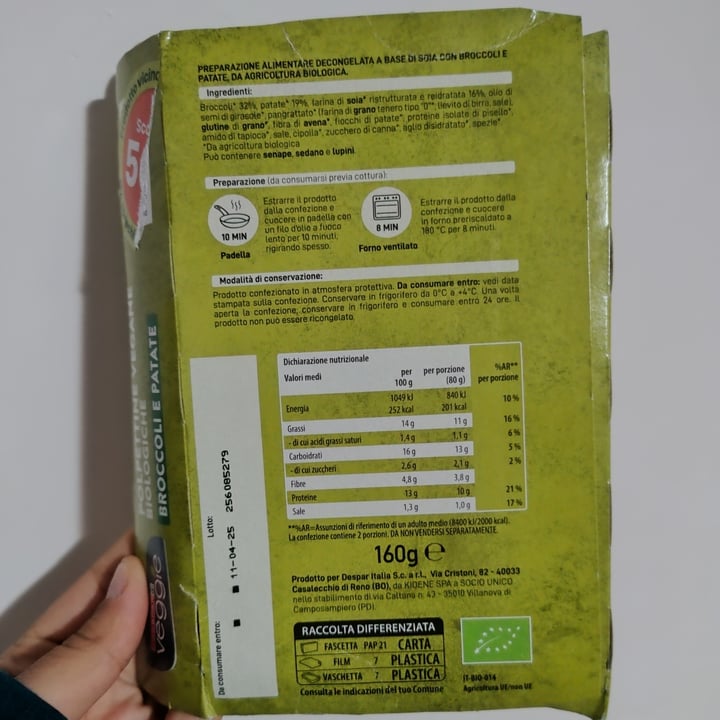 photo of Despar Veggie Polpette vegetali bio broccoli e patate shared by @sofia-lanzoni on  08 Apr 2025 - review