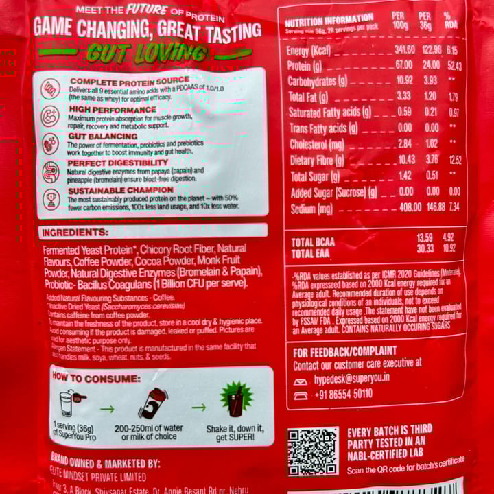 photo of Superyou Pro Fermented Yeast Protein (Cold Coffee) shared by @veganniran on  02 Oct 2025 - review