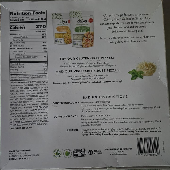 photo of Daiya Fire-Roasted Vegetable Pizza shared by @teknevra on  15 Jun 2024 - review