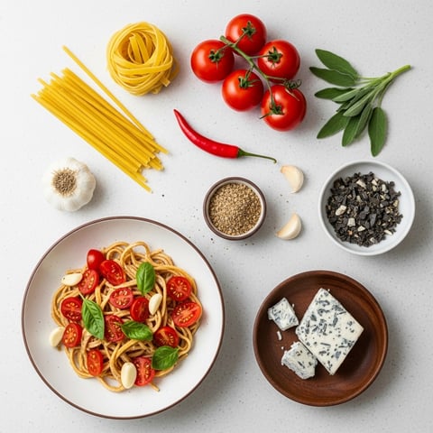 Easy Vegan Arrabiata Pasta with Creamy Gorgonzola & Crispy Sage