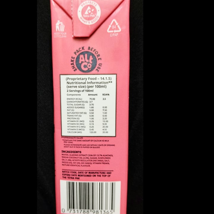 photo of Altco. Almond Drink shared by @sanjanaznd on  12 Jun 2024 - review