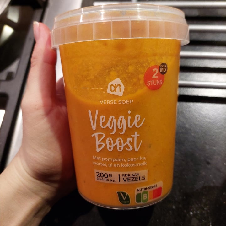 photo of Albert Heijn AH verse soep veggie boost pompoen shared by @frendssnotfood on  21 Nov 2024 - review