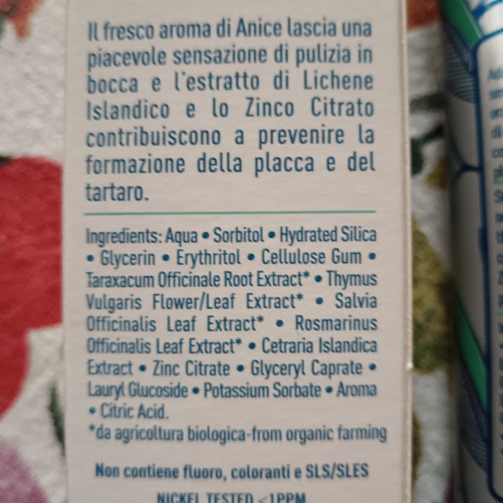 photo of Officina naturae Gel Dentifricio Anice (Anise) shared by @nospecismo on  07 May 2025 - review
