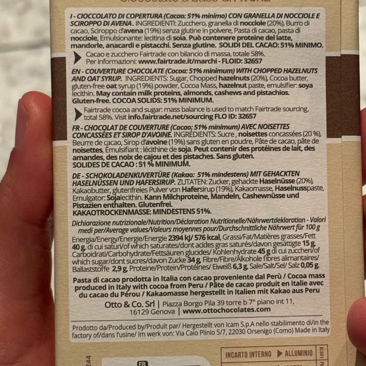 photo of Otto chocolates Cioccolato A Base Di Avena Con Granella Di Nocciole shared by @mykemical on  08 Oct 2025 - review