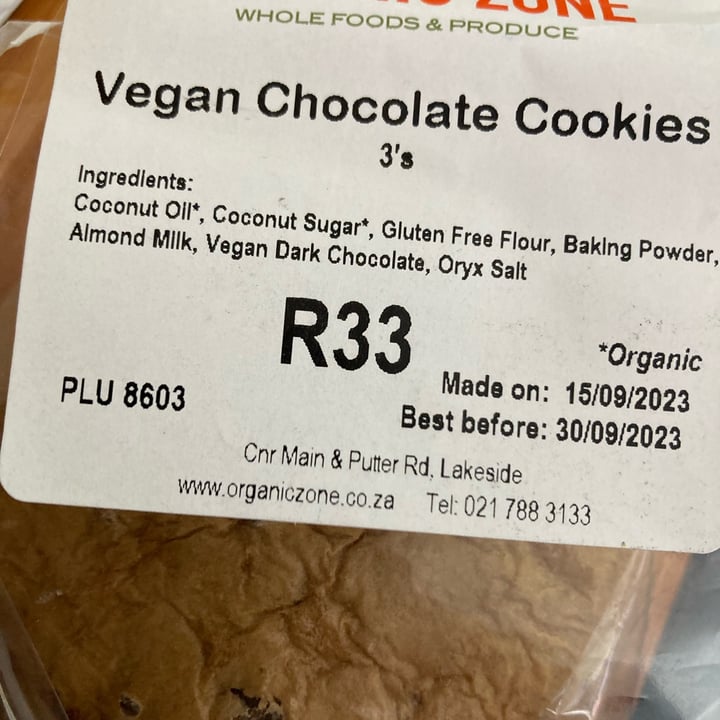 photo of Organic Zone Vegan chocolate cookies shared by @vegannatalie on  07 Dec 2023 - review