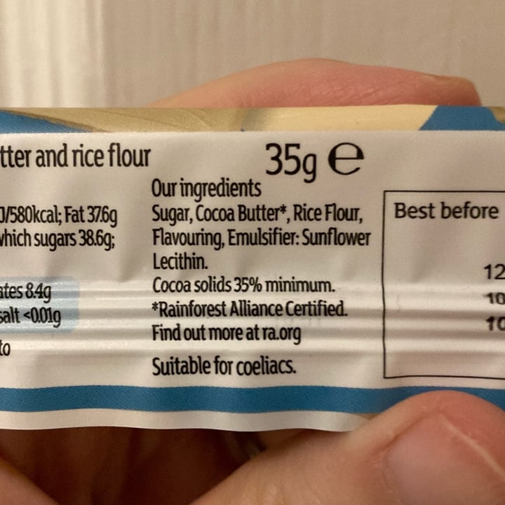 photo of Sainsbury’s Free From White Choc Bar shared by @verypotato on  04 Feb 2025 - review