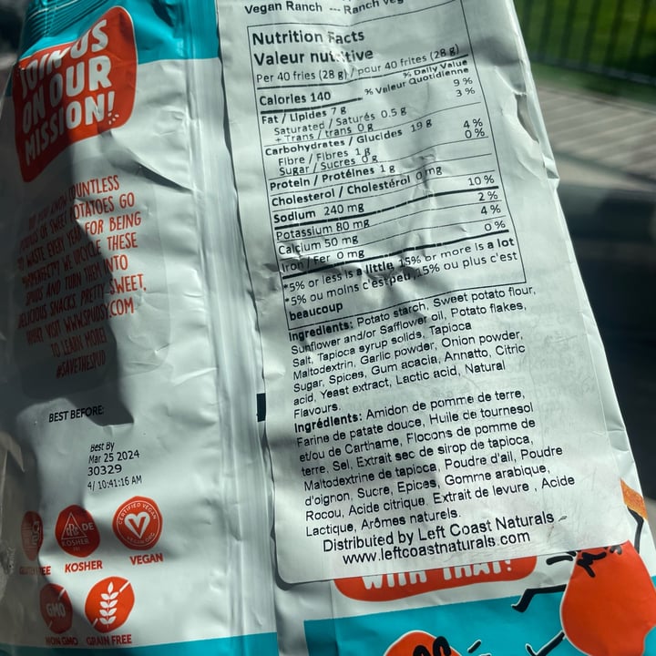 photo of Spudsy Foods Sweet Potato Fries Vegan Ranch shared by @veganvanwoman on  17 Jun 2024 - review