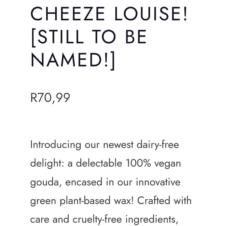 photo of Vegan Street Food ZA Cheeze Louise (still to be named) shared by @cdg2399 on  19 May 2024 - review